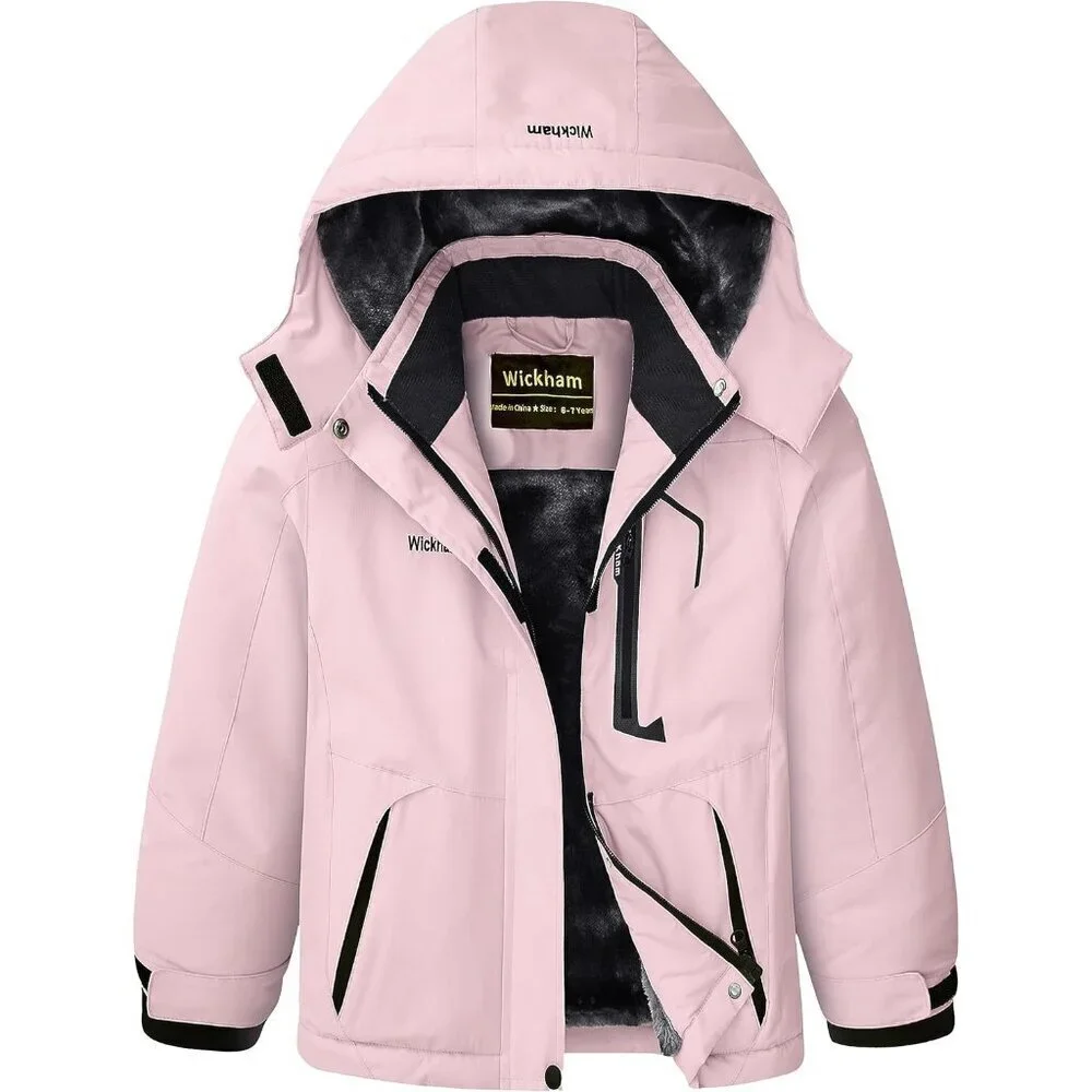 Girl's Waterproof Ski Jacket Winter Warm Fleece Lined Snow Windproof Jackets Rem
